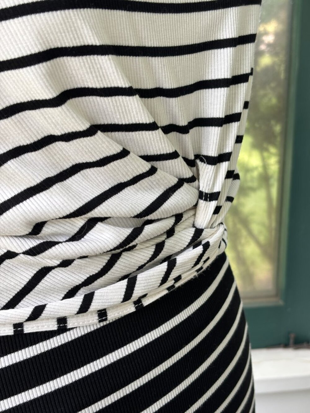 Bailey/44 Black & White Stripe Twist-Knot Midi Dress | Size M | Like New - Picture 3 of 7